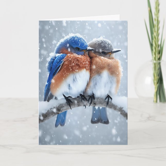 Årsdag i Bluebirds i Snö Kort (Framsida)