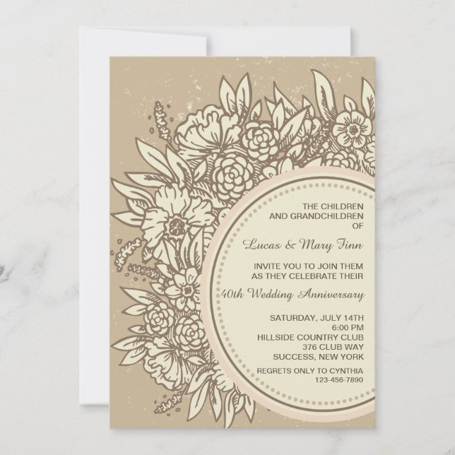 Årsdag - inbjudan till blommor (Framsida)