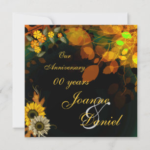 Årsdag Invitation Solrosor Höstblommor Inbjudningar