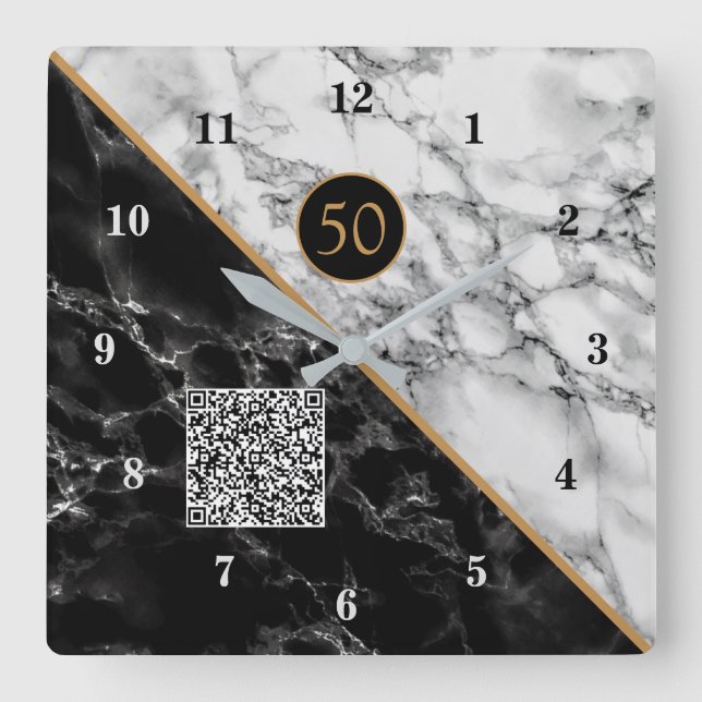Årsdag klocka i den svarta vita marschen för QR-ko (Framsida)