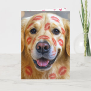 Årsdag Läppstift Kyssar På en Golden Retriever Kort