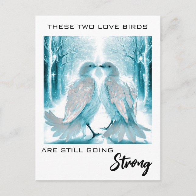 *~* Årsdag Love birds AP54 Art Winter Vykort (Framsida)