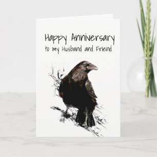 Årsdag Make och vän Raven Bird art Kort