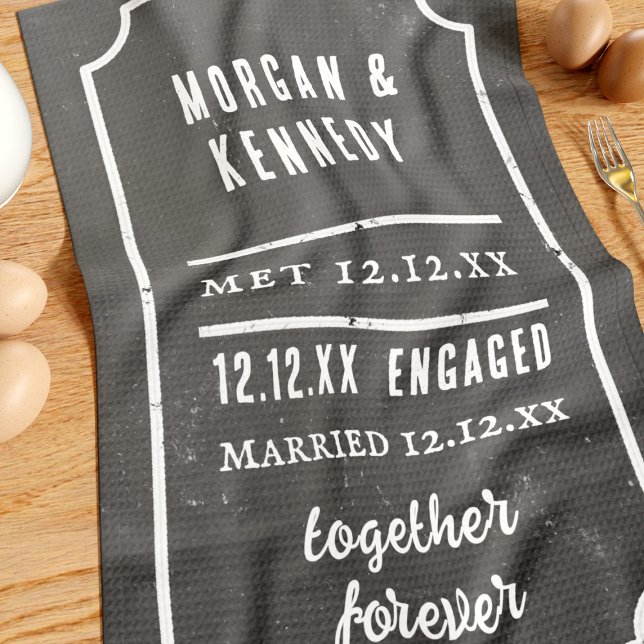 Årsdag Met Engaged Married Kitchen Towel Kökshandduk (Perfect wedding anniversary gift. Just add your love story!)
