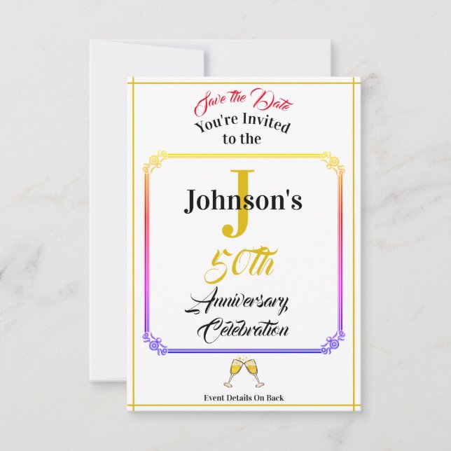 Årsdag och Spara datum - valfritt Namn och datum - Spara Datumet (Framsida)