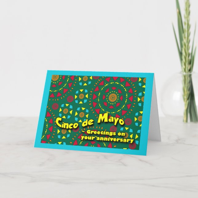 Årsdag på Cinco de Mayo, färgrik mosaik Kort (Framsida)