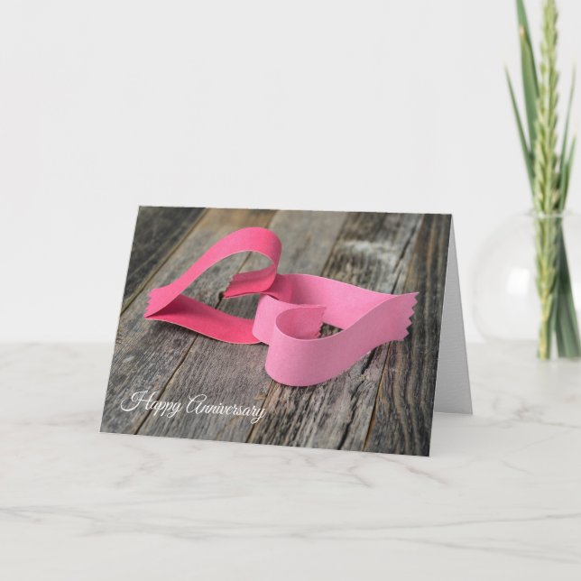 årsdag pappra hjärtlänkar på trä kort (Framsida)