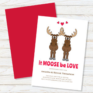 Årsdag Party Cute Whimsical Moose Inbjudningar