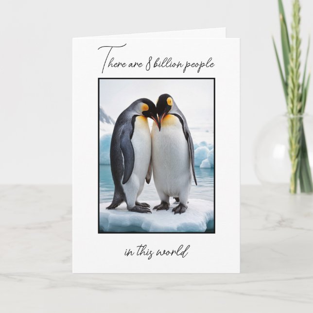 Årsdag Penguin par på ett isberg Kort (Framsida)