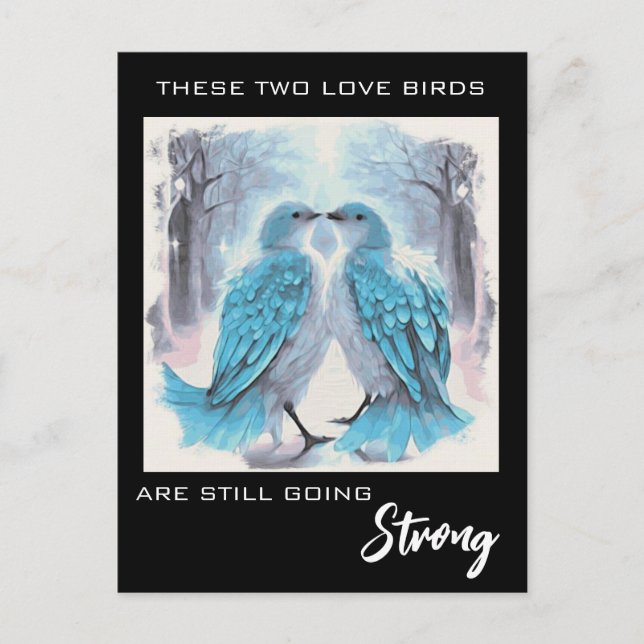 *~*-årsdag PHOTO Love birds Winter AP54 Vykort (Framsida)