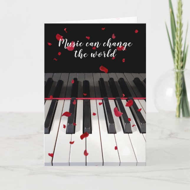 Årsdag Piano Tangentbord med Ro Petals Kort (Framsida)