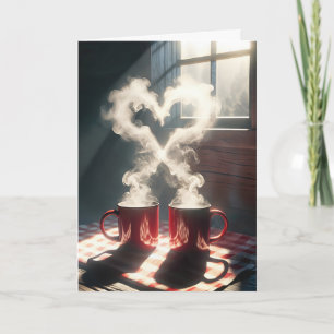 Årsdag Röd Mugg med Steamy Heart Kort