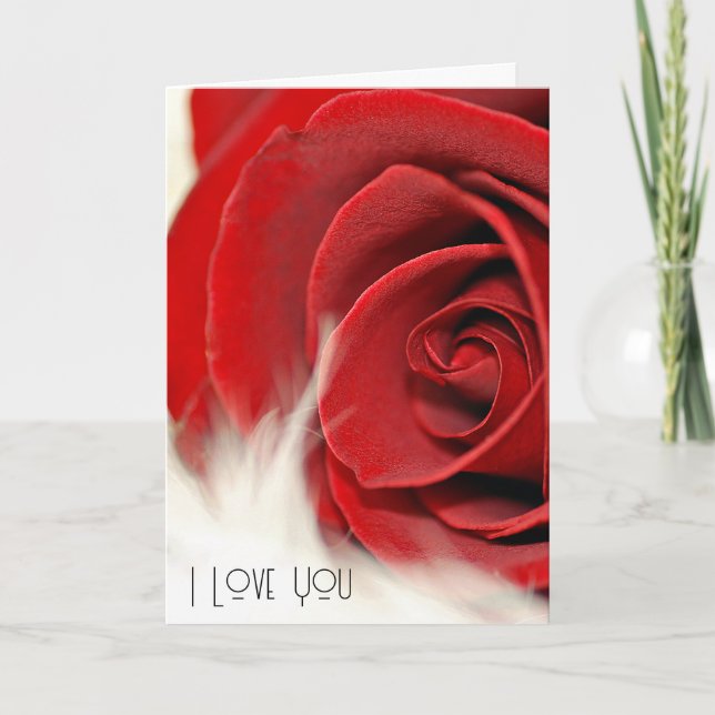 Årsdag Röd ros i Päls Kort (Framsida)