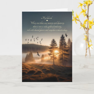 Årsdag Romantisk Soluppgång Tallar och Fåglar Kort
