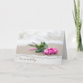 Årsdag Rosa ros i Beach Kort
