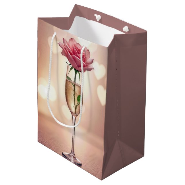 Årsdag Rosa Ros I Champagneglas (Framsidan Vinklad)