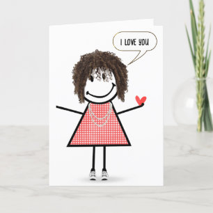 Årsdag Stick figur Girl med Tal Bubble Kort