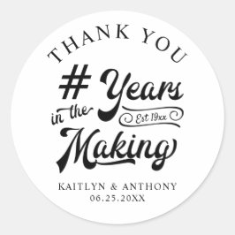 Årsdag Tack i SKAPAR svarta Runt Klistermärke
