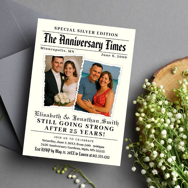 Årsdag Times Tidning Årsdag Inbjudningar (Anniversary Times Newspaper Anniversary Invitation)