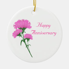 Årsdag tre Rosa Carnation Julgransprydnad Keramik