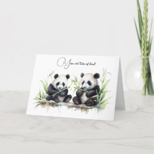 Årsdag - vattenfärgsblad Panda Bears Kort