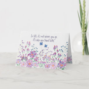 Årsdag Watercolor Blommigt Gräns Kort