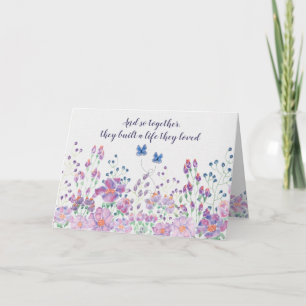Årsdag Watercolor Blommigt Gräns Kort