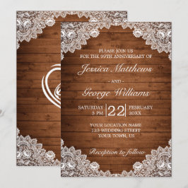 Årsdagen för Bröllop i Rustic Wood & White Snöre Inbjudningar