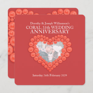 Årsdagen för Coral bröllop 35 år party inbjudan