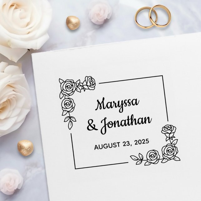 Årsdagen för Corner Ro Flowers Bouquet Bröllop Självfärgande Stämpel (Skapare uppladdad)