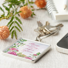 Årsdagen för Religiösa Yrke Rosa ros Fyrkantig Silverfärgad Nyckelring