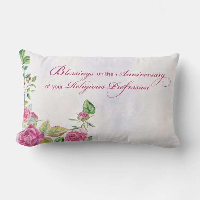 Årsdagen för Religiösa Yrke Rosa ros Lumbarkudde (Framsida)