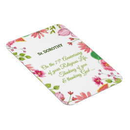 Årsdagen för vattenfärgsblommor i nun Religiösa 75 Magnet