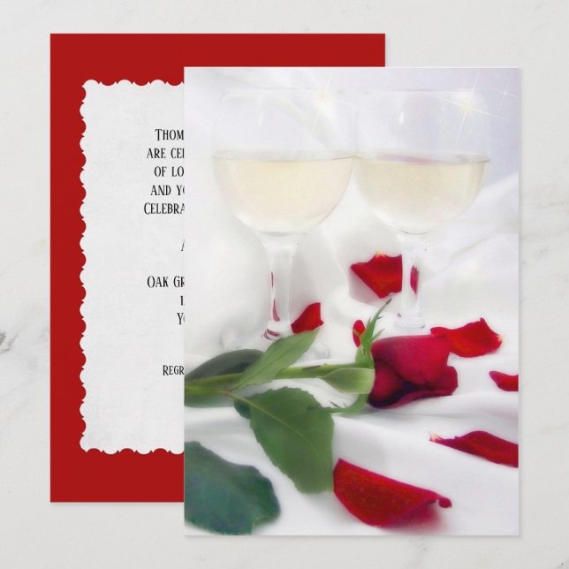 Årsdagen vin och ro firande inbjudningar (Fram/baksida)