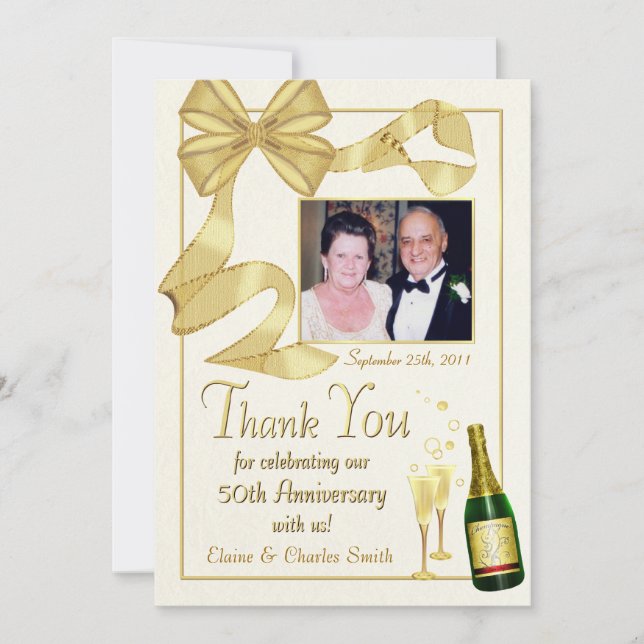 Årsdaggåva för tack 50th - lägenhetfotokort kort (Framsida)