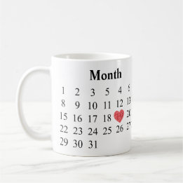 Årsdaggåva - kalender & inristade ringar kaffemugg