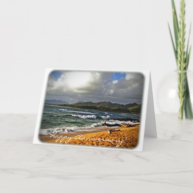 Årsdagkort - stranden fotograferar (tom insida) kort (Framsida)