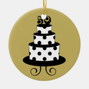 Årsdagminnessak för guldbröllop 50th julgransprydnad keramik