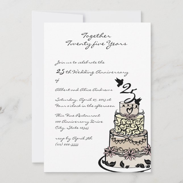 Årsdags Tårta Inbjudningar (Framsida)