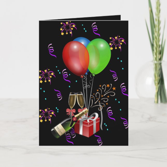 Årsdagsballonger Flaska Hink Firande Inbjudan (Framsida)