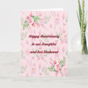 Årsdagskort Dotter & Make Rosa Flowers Kort