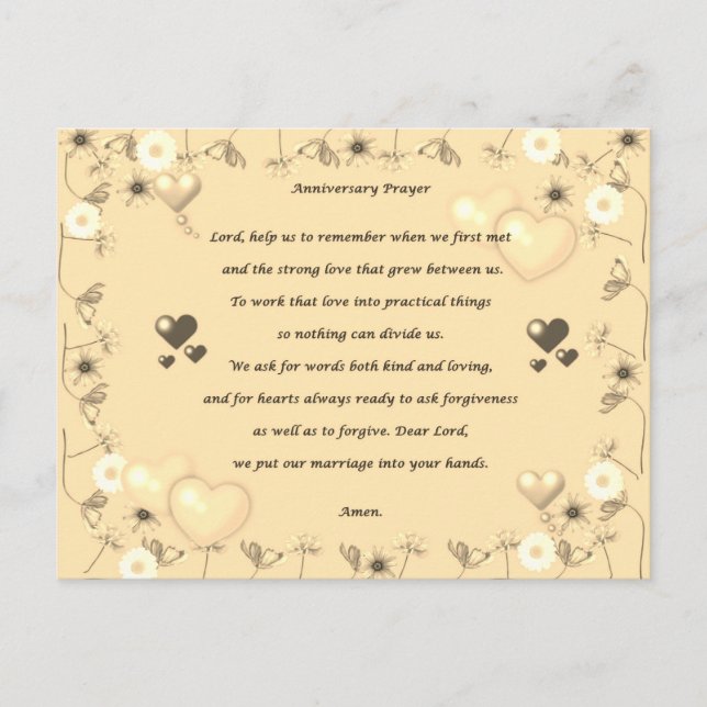 Årsdagskort för parbönegåva vykort (Framsida)