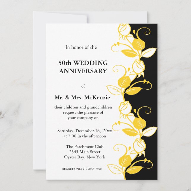 Årsdagsrosor (Gula) Inbjudningar (Framsida)