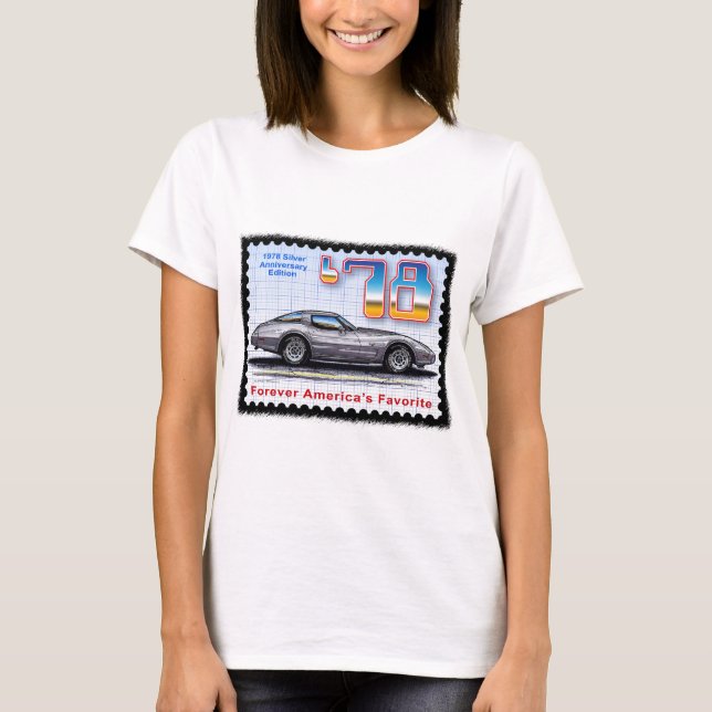 Årsdagupplaga Corvette för silver 1978 T-shirt (Framsida)