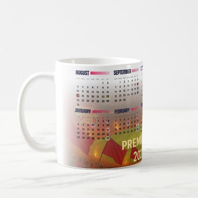 Arsenal 2025/2026 Premier League Calendar Mug Kaffemugg (Vänster)