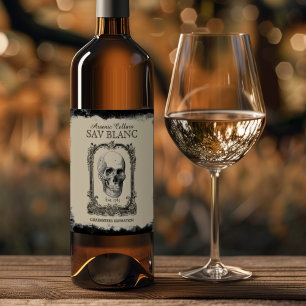 Arseniic Cellars Sav Blanc Halloween Vin-etikett Vinflaska Etikett