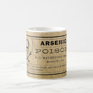 Arseniketikett på Burlap Kaffemugg