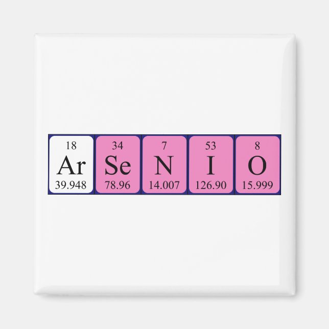 Arsenio periodiskt bord namn magnet (Framsidan)