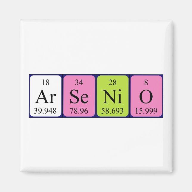 Arsenio periodiskt bord namn magnet (Framsidan)