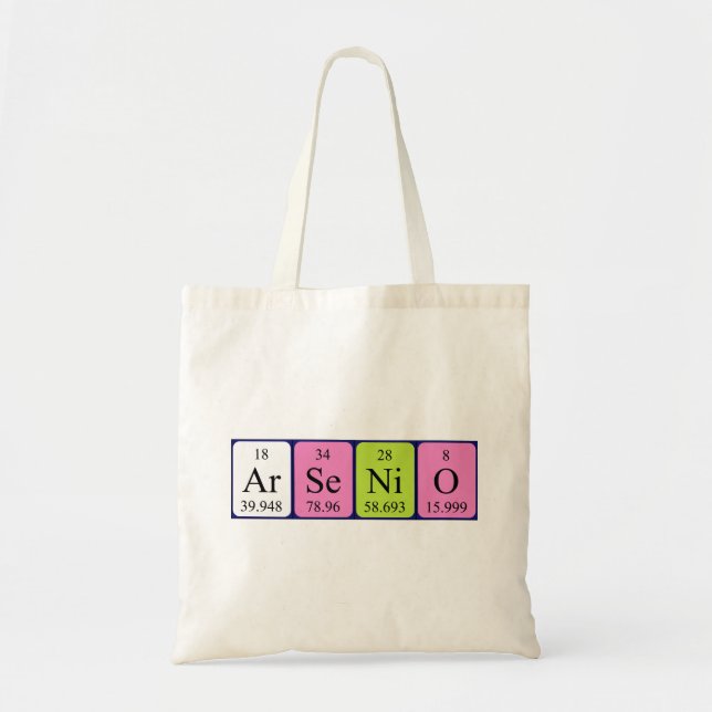 Arsenio periodiskt bord namn tote bag tygkasse (Framsidan)